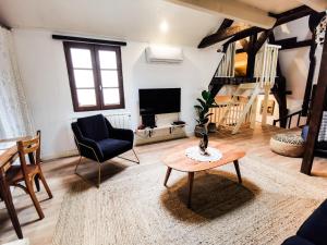Televízia a/alebo spoločenská miestnosť v ubytovaní Loft atypique au calme avec cour privative