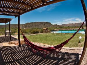 a hammock with a view of a pool at Terrazas al Valle in San Rafael