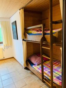 a room with bunk beds in a cabin at Ferienwohnung Losenberg in Olsberg