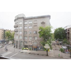 a view of a building from a window at Pushkinskaya street in Kharkiv