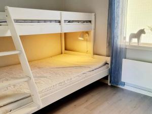a room with two bunk beds and a cat on a shelf at 4 person holiday home in UDDEVALLA-By Traum in Uddevalla
