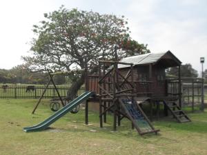a playground with a slide and a tree at Soloko Game farm in Kareedouw
