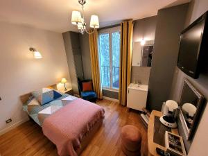um quarto com uma cama e uma televisão em Hotel Oh Sevres Autrement em Sèvres