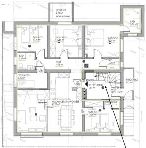 The floor plan of Glemm Lodge Apartments - JOKER CARD im Sommer inklusive