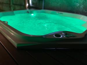 a hot tub with green water in a room at Morro Apartment Vista Mar in Morro de São Paulo