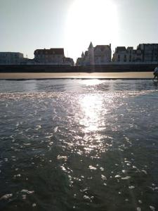 un bacino idrico con edifici sullo sfondo di La passerelle, duplex atypique de charme a Wimereux