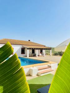 een villa met een zwembad en een huis bij Casa Manolín in Córdoba