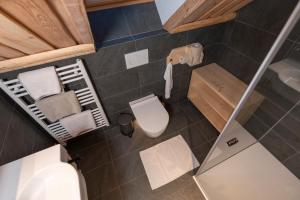 an overhead view of a bathroom with a toilet at Chalet Apartments ALPIK in Bohinj