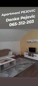 un salon avec un canapé et une table dans l'établissement Pejovic, à Višegrad 5 autres photos