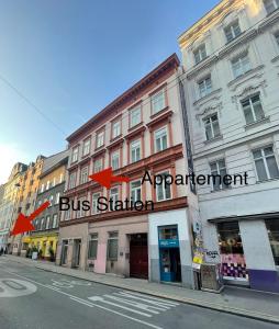 a building on a city street with a sign on it at Feel at home - Self Check In in Vienna