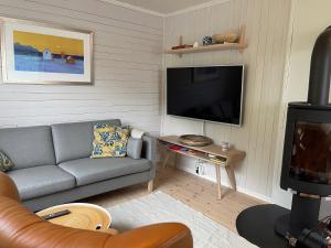 TV a/nebo společenská místnost v ubytování Nyksund House Kapellbakken 3 bedrooms with sea view