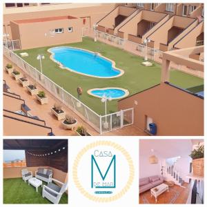 a collage of pictures of a house with a swimming pool at Casa M de mar - Vistas 180º in Corralejo