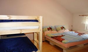 1 dormitorio con 2 literas y ventana en Jazdecký areál Budička, 