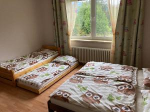 Postel nebo postele na pokoji v ubytování Chata Sovička