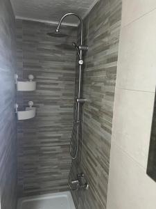 a bathroom with a shower with a toilet and a sink at Sun Beach El Cardenal in Las Palmas de Gran Canaria +13 photos