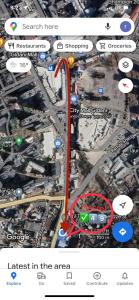 una mappa di una strada con cerchio rosso di HOSTEL NUMBER 49 a Tbilisi City