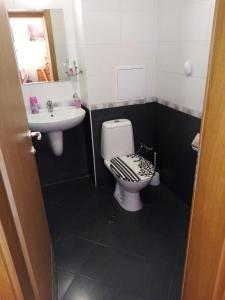 un baño con inodoro y lavabo en Liliya, en Sveti Vlas