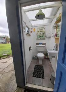 a bathroom with a toilet and a sink at Treguth Glamping Unique Experience - Themed Huts in Saint Day