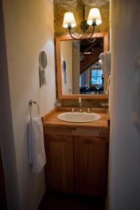 uma casa de banho com um lavatório e um espelho em Lodge Rio Andino em Ushuaia
