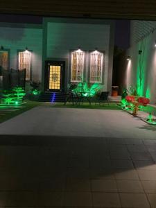 فلل وشاليهات Shali الفندقية في السيل الصغير: غرفة مع أضواء خضراء على مبنى
