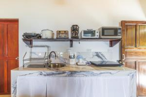 cocina con fregadero y encimera con electrodomésticos en Villas de la Selva, en Manuel Antonio