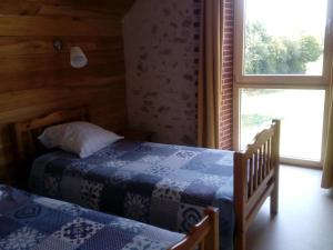 1 dormitorio con 2 camas y ventana en Gîte Blomard, 4 pièces, 6 personnes - FR-1-489-40, en Blomard