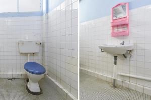 2 fotos de un baño con aseo y lavabo en SPOT ON 89872 Kuantan Backpackers, en Kuantan