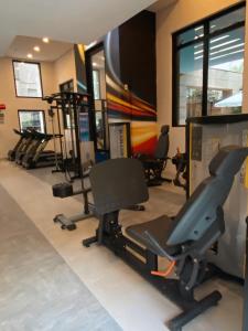 Fitness centrum a/nebo fitness zařízení v ubytování São Paulo Moema Times Square - Suite LUXO