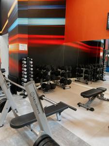 Fitness centrum a/nebo fitness zařízení v ubytování São Paulo Moema Times Square - Suite LUXO