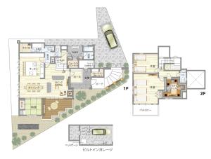 a floor plan and elevation of a house at Danro no Yado Concept House Hoshida in Katano