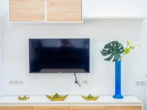 Televízia a/alebo spoločenská miestnosť v ubytovaní Cubo's Urban Studio Turisbelen