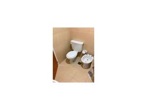 een badkamer met een toilet in de hoek bij MLH2 Departamento in Ushuaia