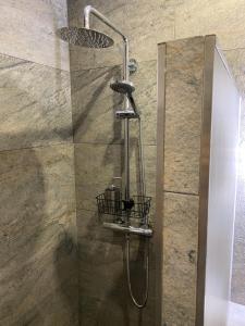 eine Dusche mit Duschkopf in einem Badezimmer in der Unterkunft Apartamentos La Cámara II Córdoba Corredera in Córdoba + 8 Fotos