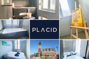 a collage of photos of a bathroom with a clock tower at Van Gold - Appartement - Centre Ville in Calais