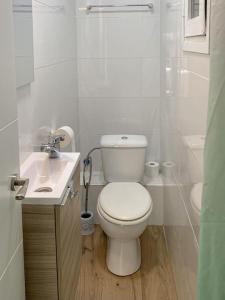 瓦倫西亞的住宿－Vlc Center 4 Room Apartment，白色的浴室设有卫生间和水槽。