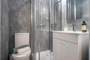 W łazience znajduje się prysznic, toaleta i umywalka. w obiekcie Oporto Guest House Terrace w Porto