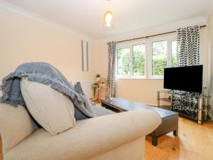 a living room with a couch and a tv at 12 Parkers Hill in Thame