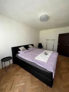 Posteľ alebo postele v izbe v ubytovaní Priestranný útulný byt v Ružinove