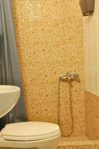 ein Bad mit einem WC und einer Dusche in der Unterkunft TasoulasHome 1-μονοκατοικια με αυλη in Komotiní