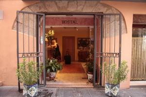 a door that is open to a room with plants in it at Hostal Antigua Morellana in Valencia