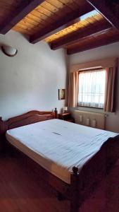 - une chambre avec un grand lit dans une pièce dotée d'une fenêtre dans l'établissement Casa Gonano, à Prato Carnico