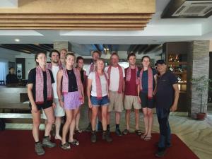 a group of people posing for a picture at Kumari Star Inn in Pokhara
