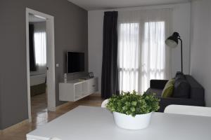 a living room with a couch and a tv at Apartamentos Hotel Parque in Las Palmas de Gran Canaria
