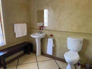 a bathroom with a toilet and a sink at Walkersons Trout and Nature Haven in Dullstroom