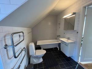 a bathroom with a sink and a toilet and a tub at Sjöängsvägen Funäsdalen in Funäsdalen