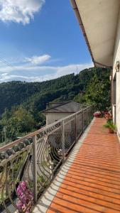 a balcony with a view of a mountain at Beatrice Apartment Crocello in Montignoso