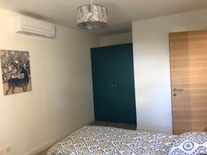 1 dormitorio con cama y armario verde en Vimachlea en Bourg-Saint-Christophe