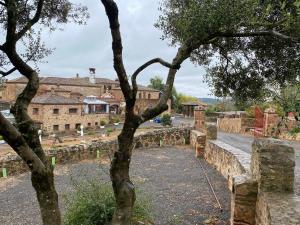 a view of a village with a tree at Casas Rurales Monasterio de Rocamador in Almendral
