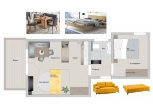 a collage of images of a bedroom and a living room at Wohnung Steixner in Westendorf