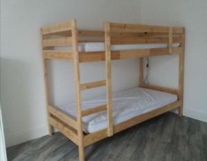 a couple of bunk beds in a room at Appart Lumineux proche toutes commodités in Souvigny